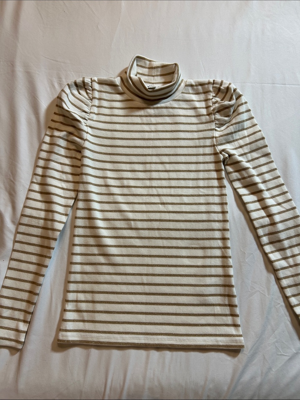 J. Crew Metallic Gold-Striped Cream Knit Top size XXS